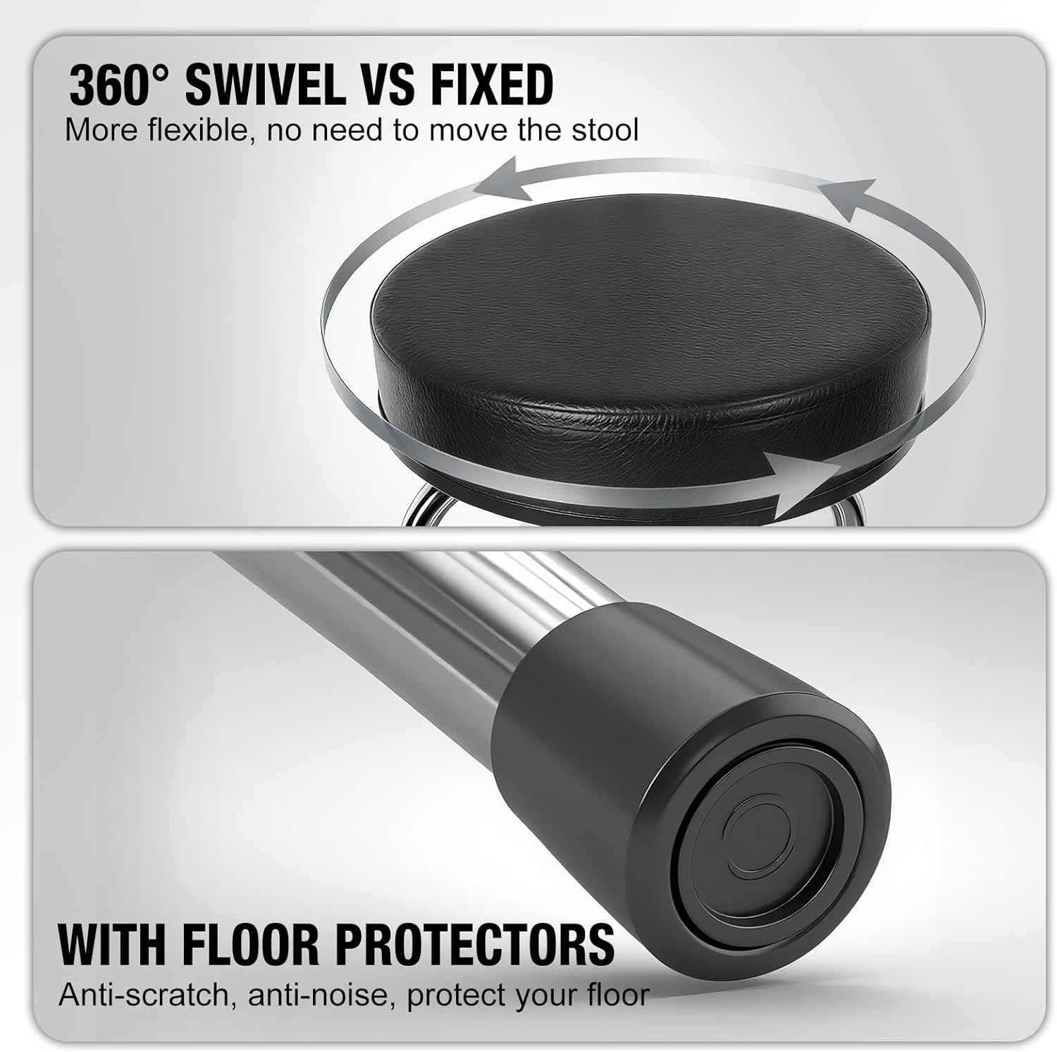 YELLOW JACKET Swivel Bar Stool Padded Seat, Modern Counter Stools with Footrest, 360° Swivel, Ball Bearing, Anti-Slip Caps, Barstool for Bar Shop Restaurant Kitchen Island, 250 LBS Capacity