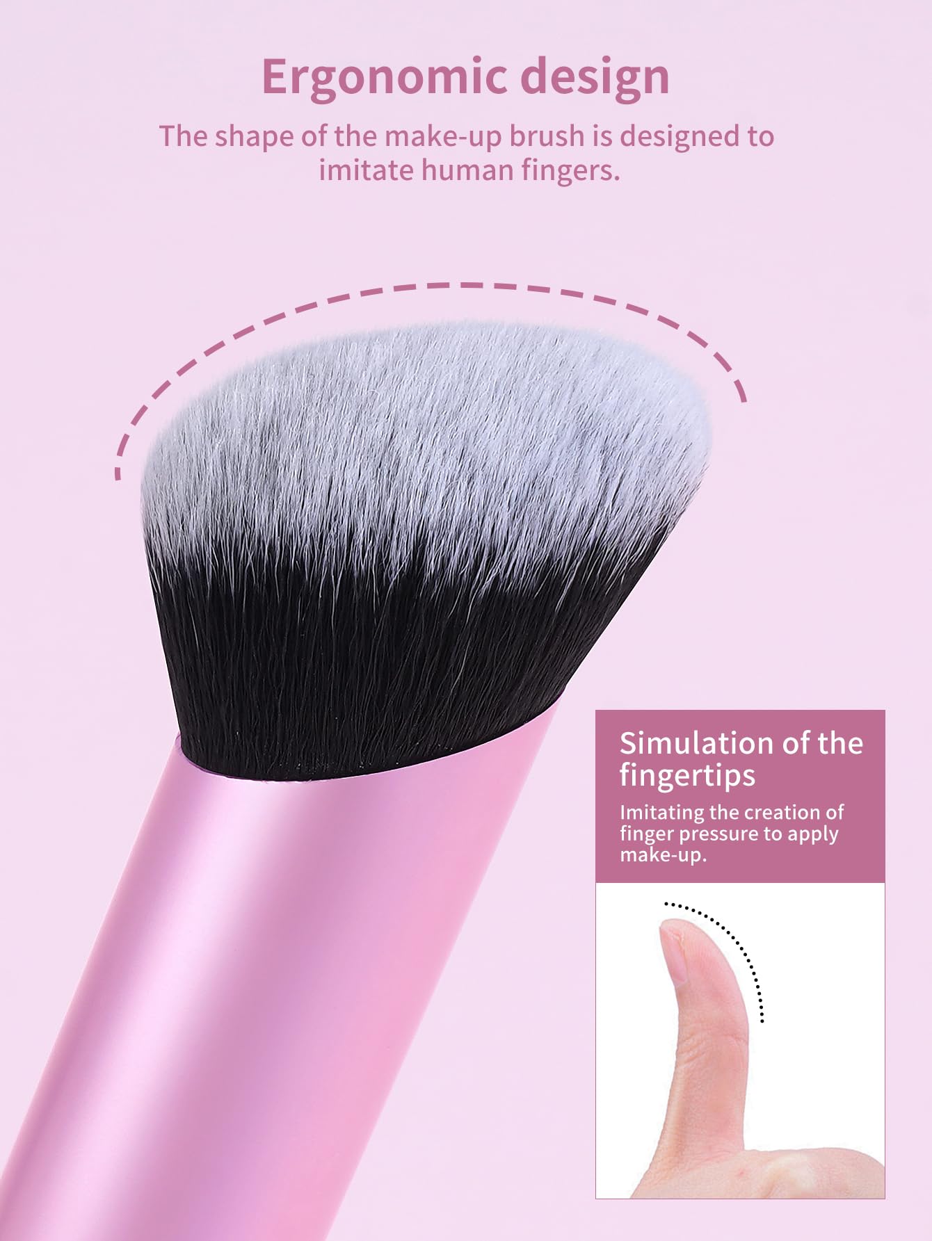 MAANGE Set di 4 pennelli per fondotinta kabuki a doppia estremità, per cipria liquida, correttore, crema, cosmetici, blush, kit di strumenti per il trucco del viso (rosa)