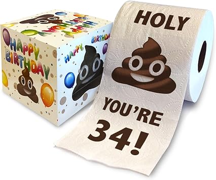 Printed TP Holy Youre 34 Birthday Toilet Paper Gag Gift - 34th Bday Party Funny Birthday Gift Joke Toilet Paper Prank, Novelty Unique Birthday Presents for Men, Women, Family, Friends - 500 Sheets