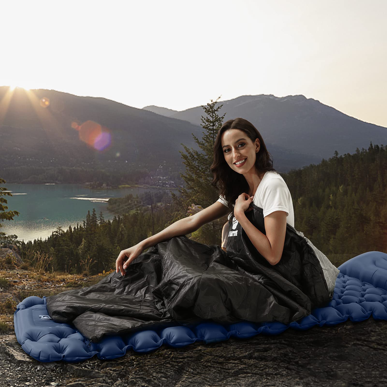 Kiaitre Schlafsack für Erwachsene - Warmer und ultraleichter Umschlag-Kompaktschlafsack, wasserdichter Outdoor-Deckenschlafsack für Camping, Wandern und Rucksackreisen