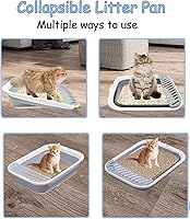Vista 4 de VCEPJH Caja de arena para gatos mayores, caja de arena plegable para gatos mayores, caja de arena plegable para viajes, color azul