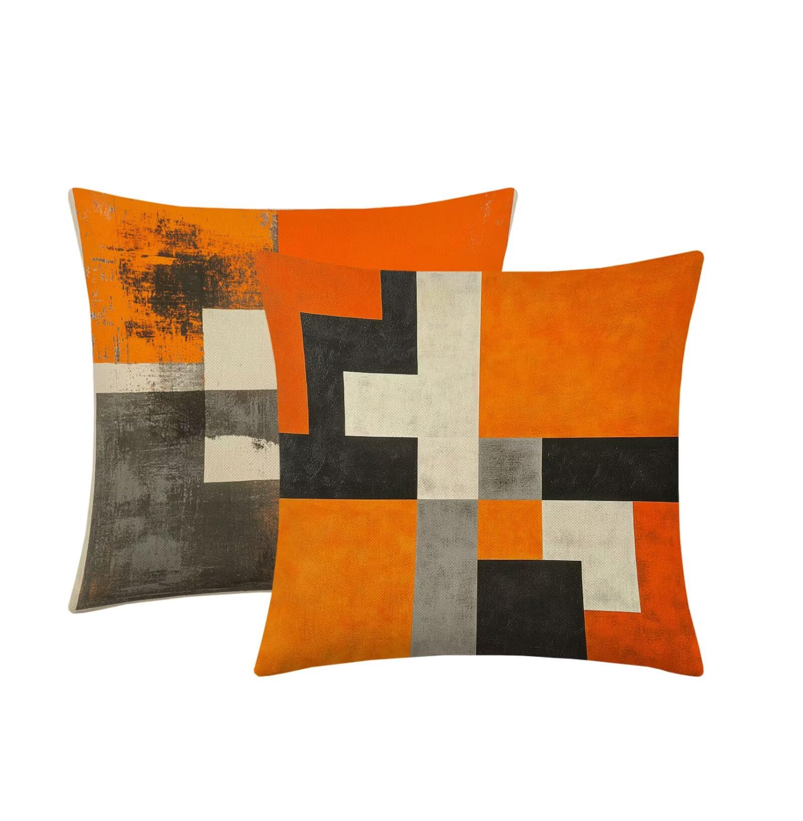 Kissenbezug 65x65cm Outdoor Kissen 2er Set Abstrakt orange Farbe Samt