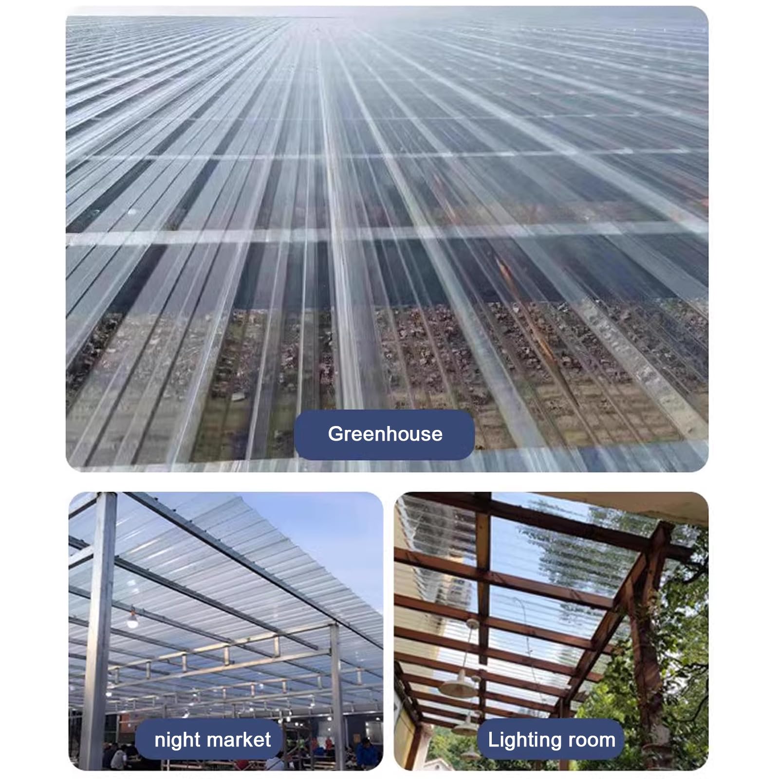 Placa de Iluminación Natural de Fibra de Vidrio de 1mm,Panel para Tejado Aislantes del Calor,Paneles para Tejado Transparente,Panel de Revestimiento Trapezoidal Ondulada (0.9x1.6m/35x63in,1 pcs)