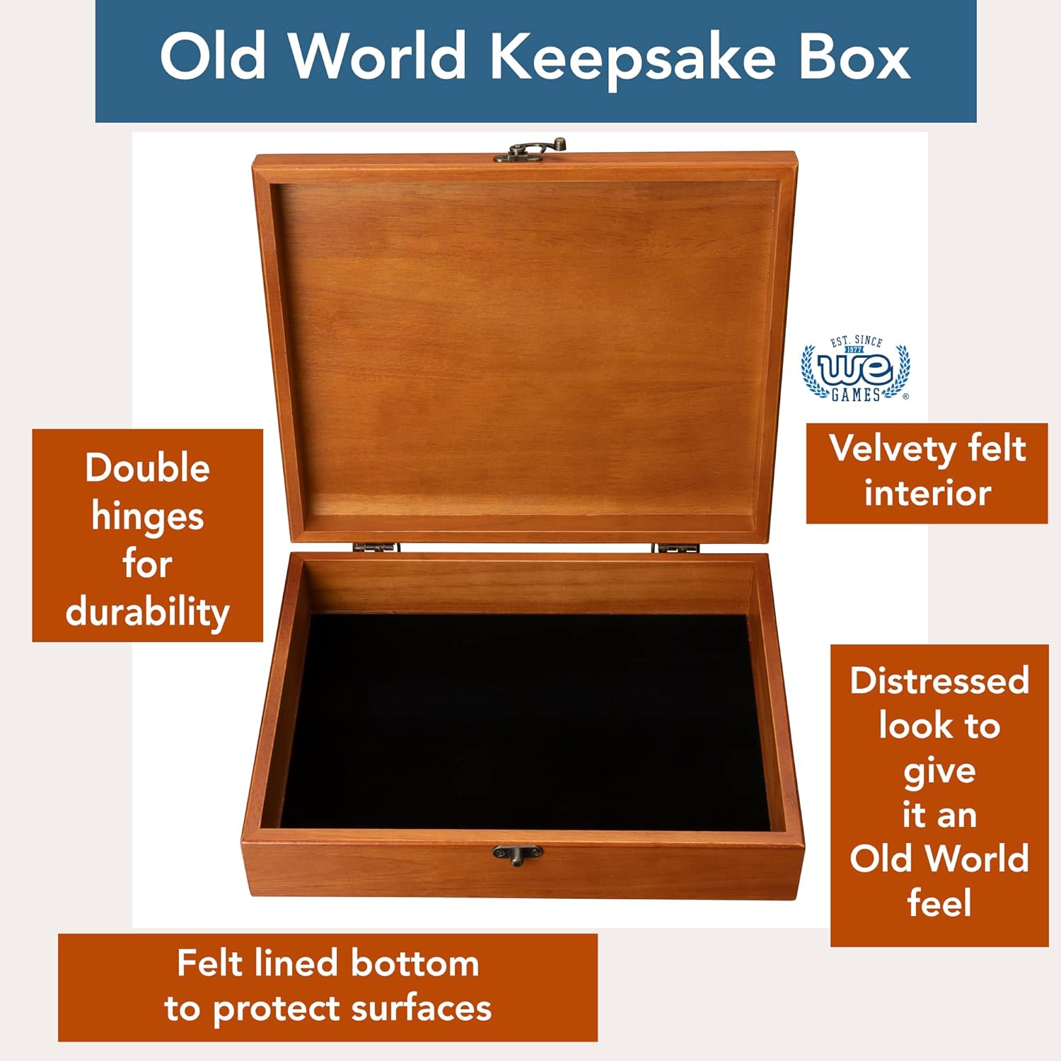 Light Cherry Wooden Treasure Box with Brass Latch