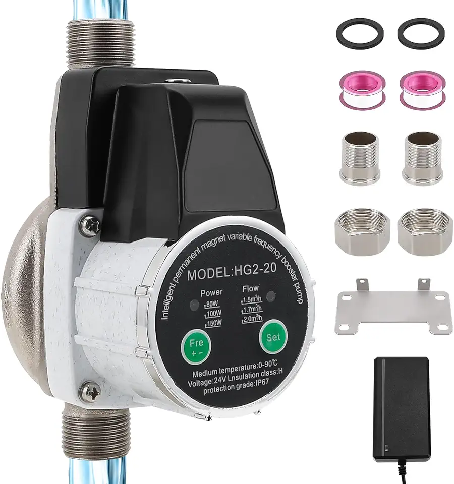 Bomba Pressurizadora de Água, 300W, 2100L/h, 100-240V, Automática, Ajustável, Silenciosa