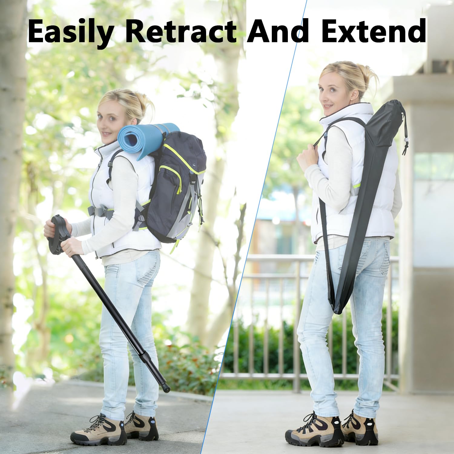 Bastón ajustable en altura con asiento, bastón portátil de aluminio plegable con bolsa de almacenamiento, alfombrilla triangular y alfombrilla de una sola pata, adecuado para adultos y personas