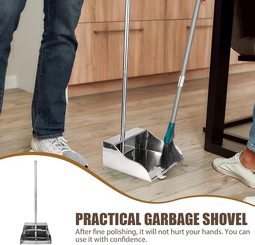 Miniatura 5 de Recogedor Limpieza del Hogar Vertical de Pie Sartén Oficina Cocina Lobby Contenedor de Basura Manija Uso Interior