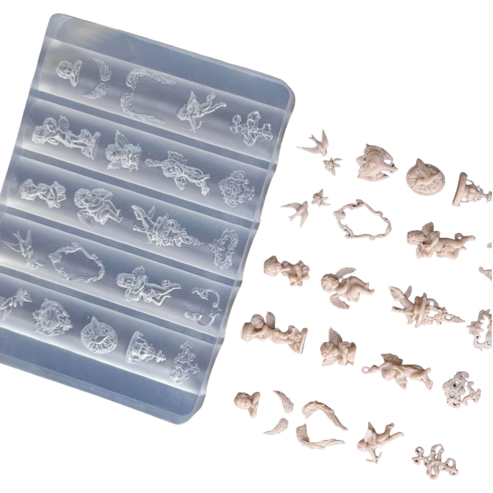 Maxtonser Reusable Silicone Mold Nails Styling Mold for Crafting Detailed Decorations in Nails Art and Jewelry Making