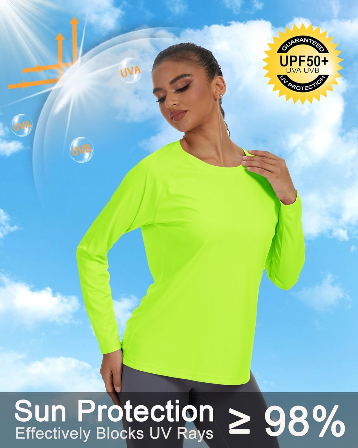 Women's Sun Shirts UPF 50+ Long Sleeve UV Protection Shirt Quick Dry Tops for Workout Hiking Running Rash Guard - Image 4