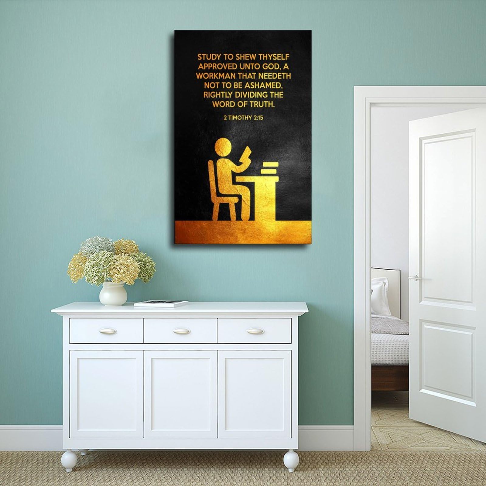 ANFOTCM 2 Timothy 2 15 plakat na płótnie sztuka ścienna sypialnia dekoracja do biura pokoju kuchni prezent 60 x 90 cm