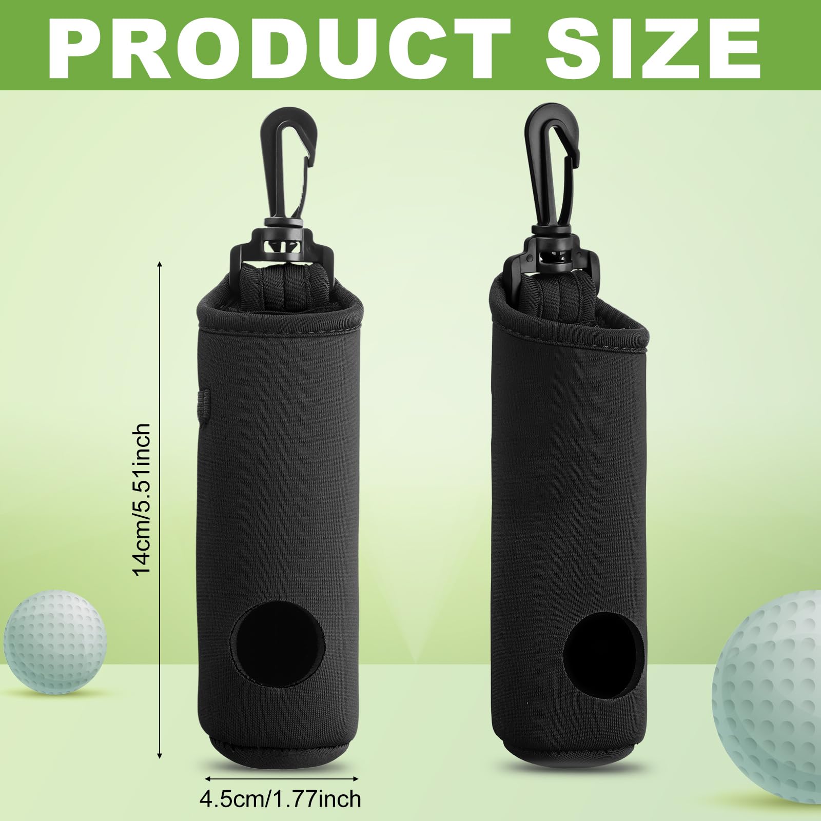 Golf-Tee-Halter, Golfball-Tragetasche, Tasche, Golfballhalter, Schlüsselanhänger, Gürtelclip, Golf-Geschenke, Zubehör (schwarz, einfach), 4 Stück