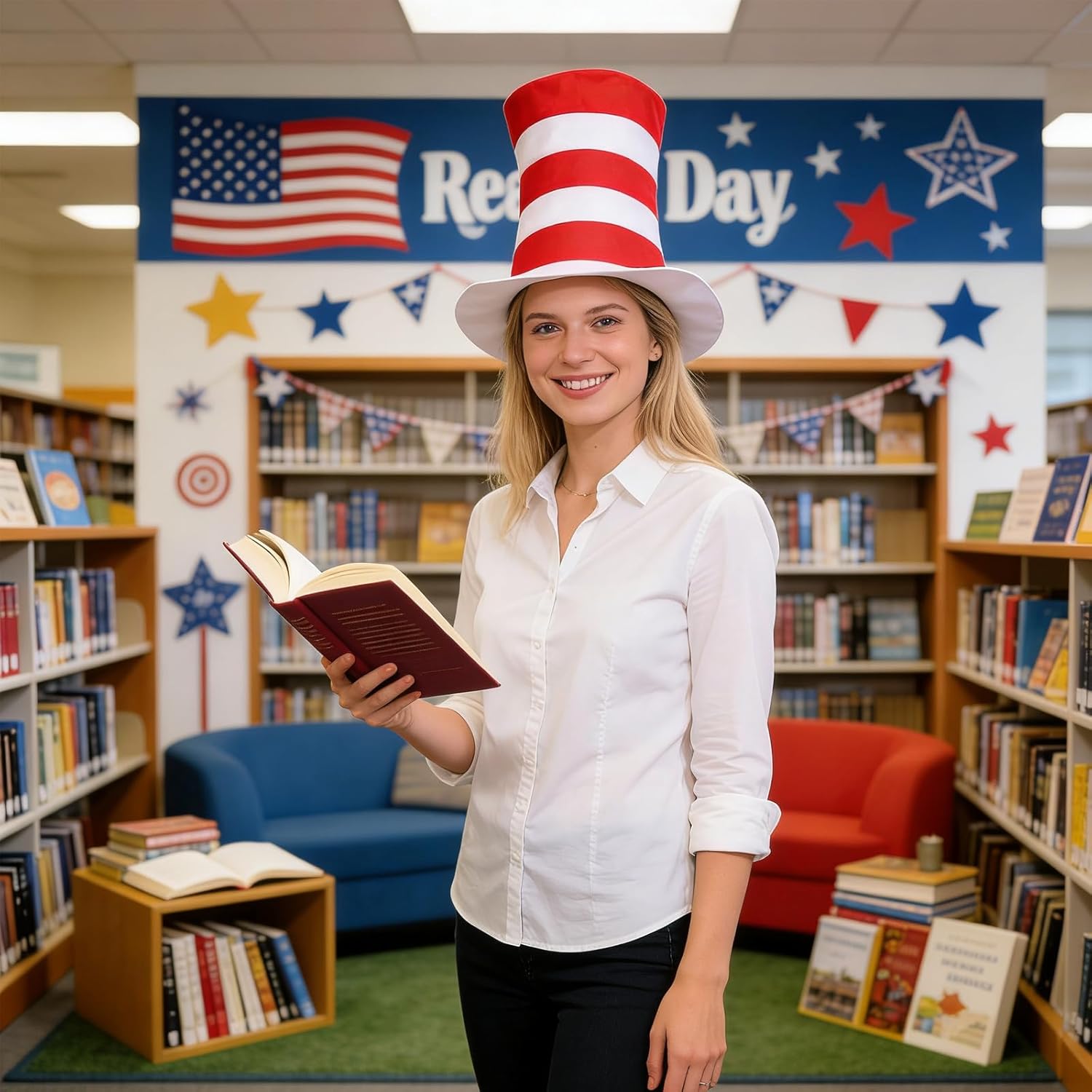 Red and White Striped Stovepipe Top Hat Costume Accessories for Christmas Themed Party Women Dress Up Adults - Image 5