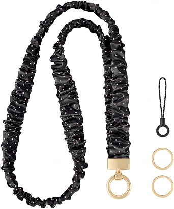 Stretchy Lanyard, Cute Neck Badge Lanyard for Women, Retractable Scrunchie Lanyard for Keys, ID Badges, Cell Phone
