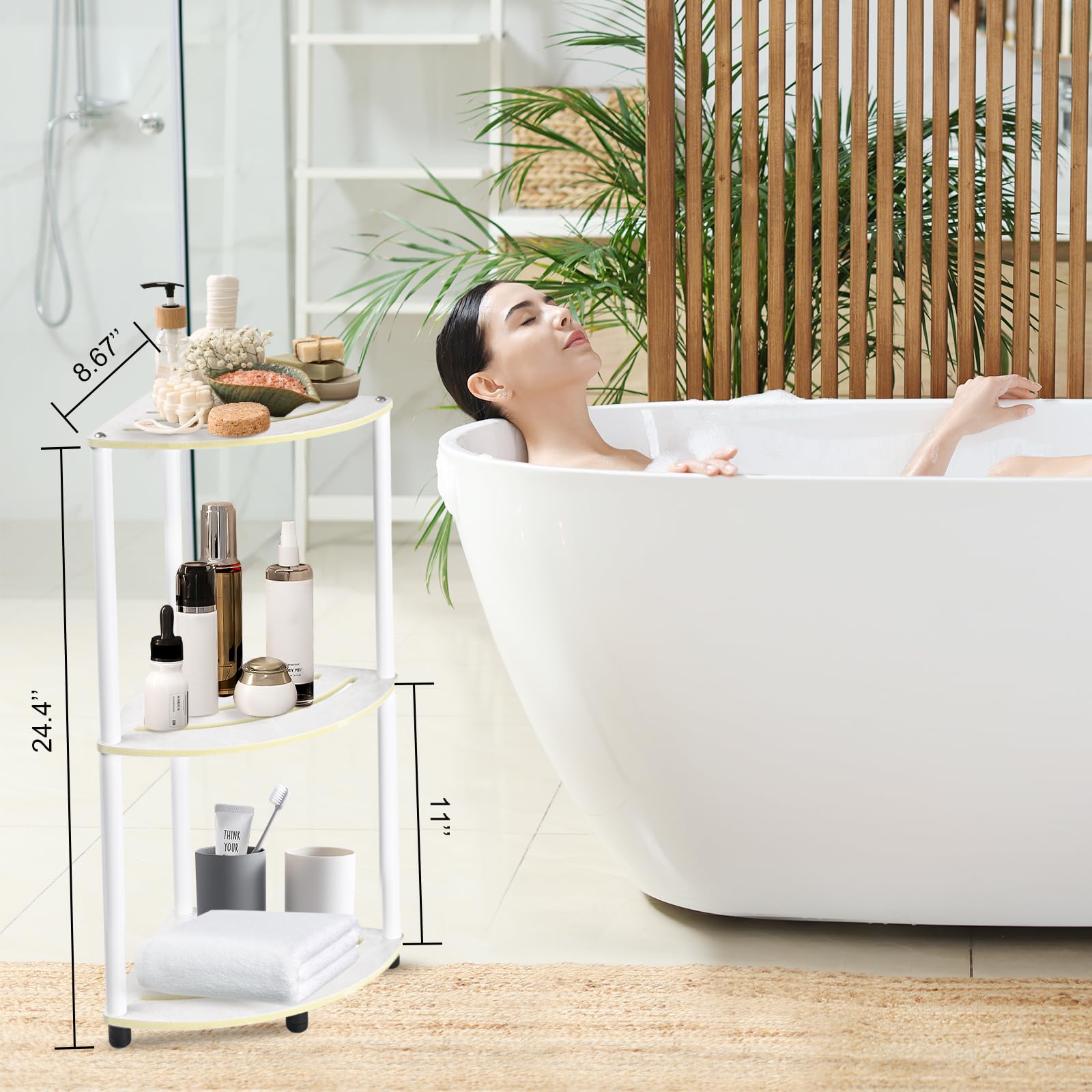 Esquinero Baño Ducha ENKEZI Acacia - Estante Esquinero De Ducha De 2,3  Niveles, Estante Esquinero Triangular De Madera Para Pared De Azulejos,  Estante De Esquina De Ducha, No Requiere Taladrar (2 Organizador, image size:1600x1600