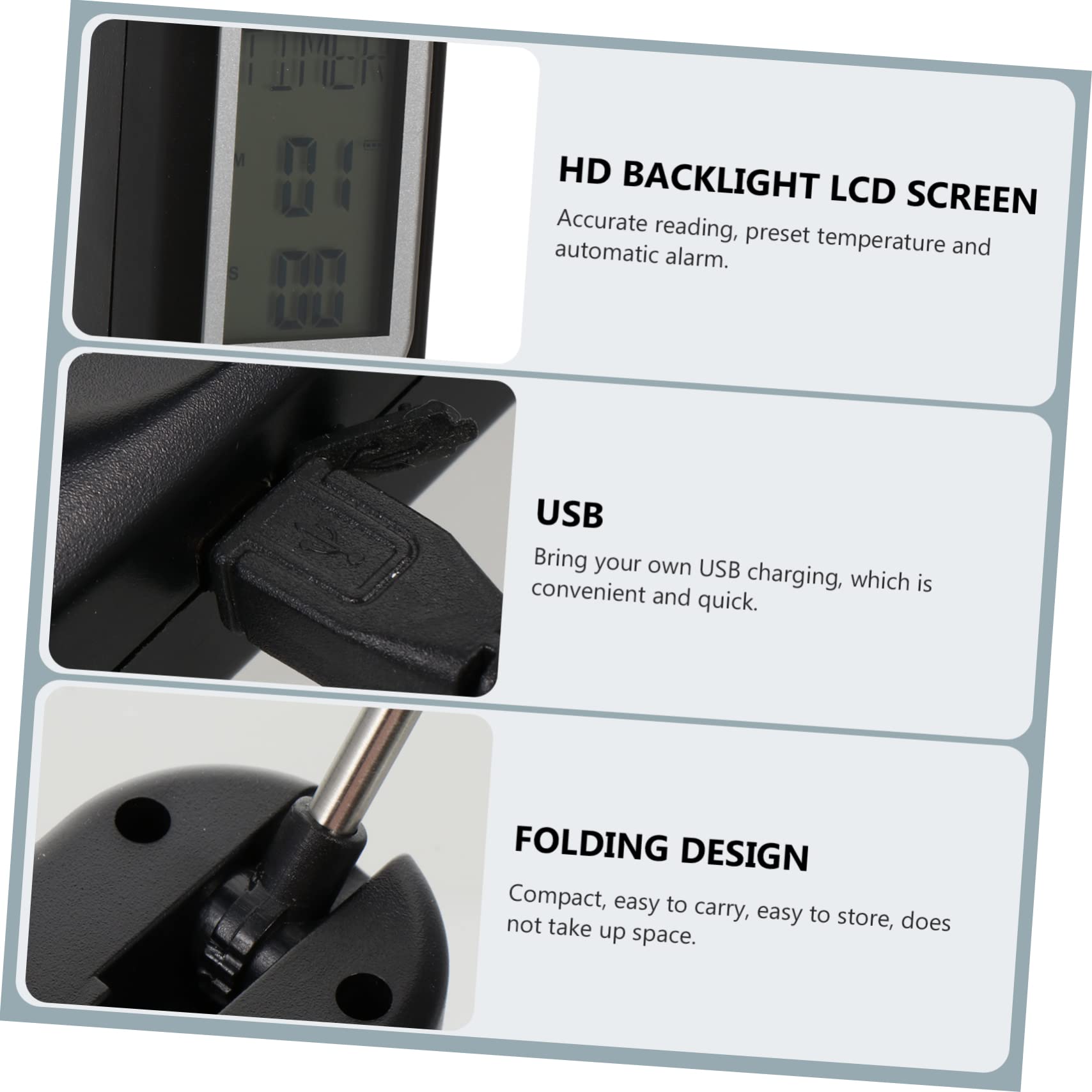 TOPBATHY Termómetro Digital Para Carne Cocina Barbacoa Medidor De Temperatura Alarma De Voz Usb
