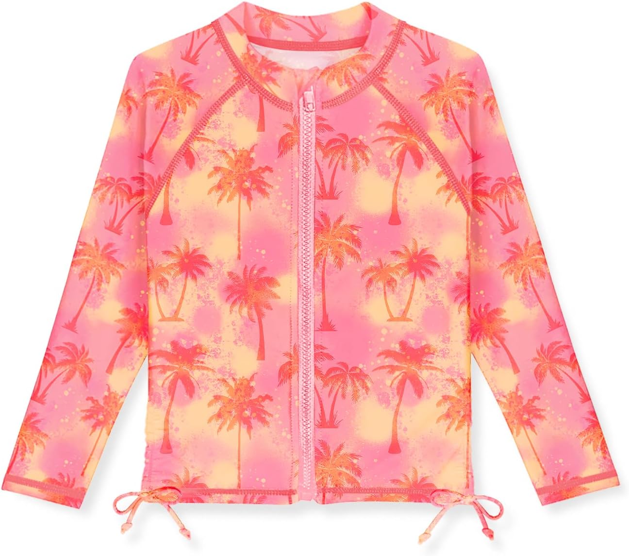 BesserBay Girls Rash Guard UPF 50+ Zip Up Raglan Long Sleeve Adjustable Drawstring Swim UV Jacket 4-14 Years