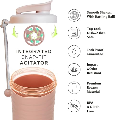 Miniatura 4 de Botella mezcladora de proteínas, botellas mezcladoras deportivas para mezclas de proteínas con batidora, botella mezcladora, taza agitadora portátil