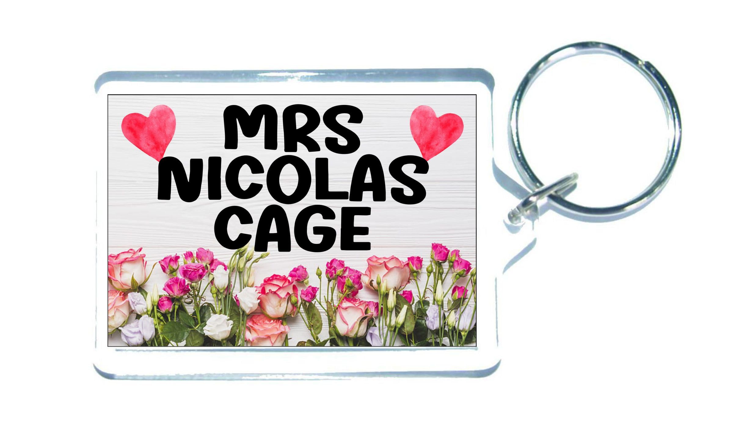 Decalarama Clear Mrs Nicolas Cage Keyring Gift – Fun Cute Novelty Movie Star Fan Present