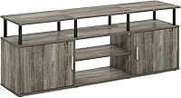 Vista 12 de Furinno Jaya - Soporte de entretenimiento grande, para televisores de hasta 55 pulgadas, roble francés gris/negro