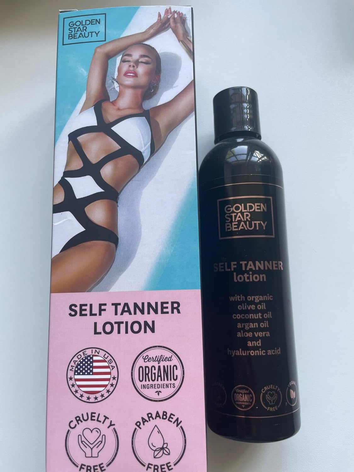 Self Tanner with Tanning Mitt - Sunless Tanning Lotion w/Hyaluronic Acid & Organic Oils Gradual Body Bronzer for Light or Medium Tan 8.0 fl.oz … - Image 3