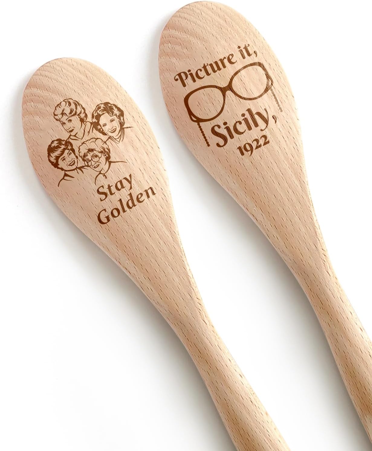 2PCS Funny Wooden Spoons for Cooking, Novelty Friends TV Show Decor for Women, Kitchen Cooking Spoons Decor Accessories Housewarming Gifts for Chef Woman Fans