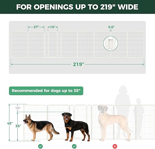 Miniatura 91 de FXW Puerta para perros extra ancha diseñada para uso en interiores, ancho ajustable de hasta 165 pulgadas de ancho (40 pulgadas de alto, 6 paneles