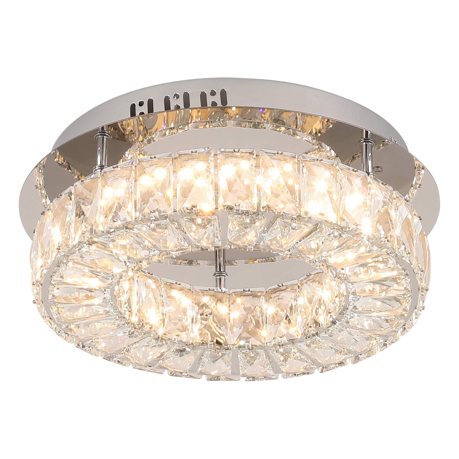 Joosenhouse Mini Crystal Chandelier Lighting Flush Mount LED Ceiling Light 24W 2800LM, H4.72'' x W13.78 Modern Chandeliers Lighting Fixtures for Bedroom, Hallway, Bar, Kitchen, Bathroom