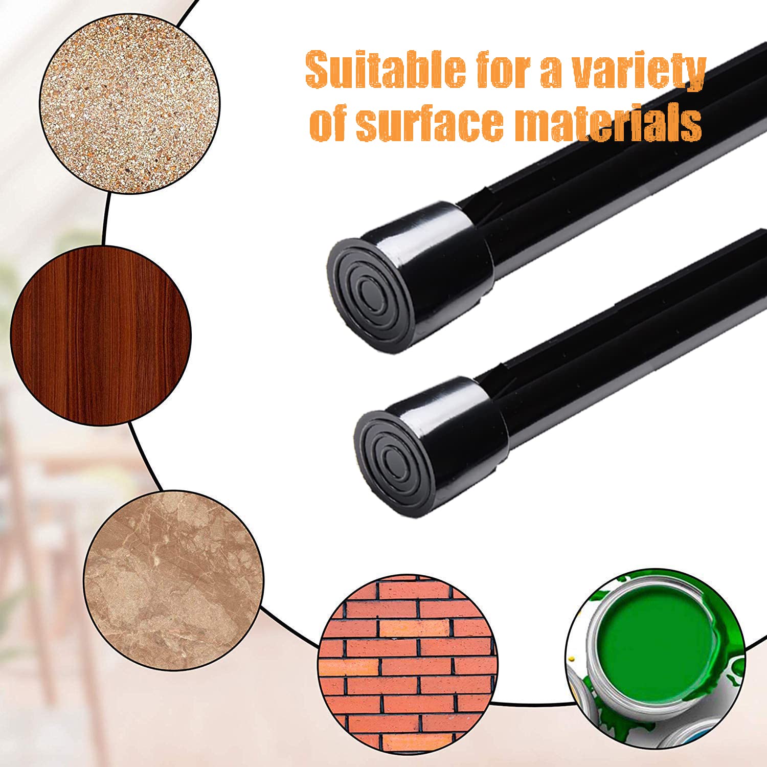 2 Pack Small Tension Rods 26 in to 39 Curtain Rods Window Rods in Extendable Width Spring Cupboard Bars for Kitchen Utensils, Closet, and Cabinet, Fit in The Spaces to Stay Up - Image 4