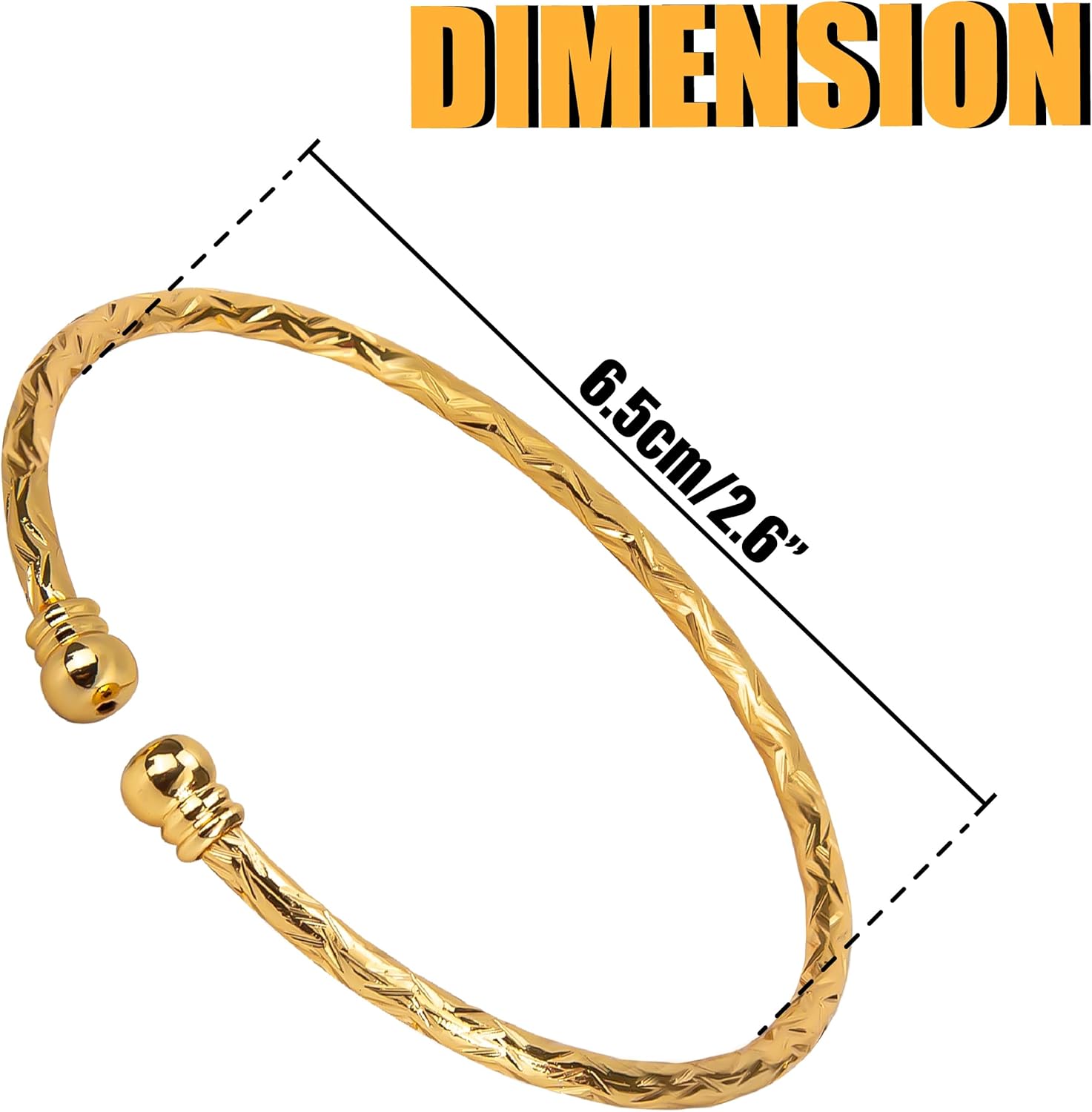 4pcs Bangles for Women Bracelets Jewelry FOR SMALL WRIST (5.5–7 inch), CUSTOMISABLE Unisex Simple Cuff Gold Platinum Plated Fine Fashion Open Bangle, Twisted Style, India Openable Arab Ethiopian Dubai Africa Gift - Image 2