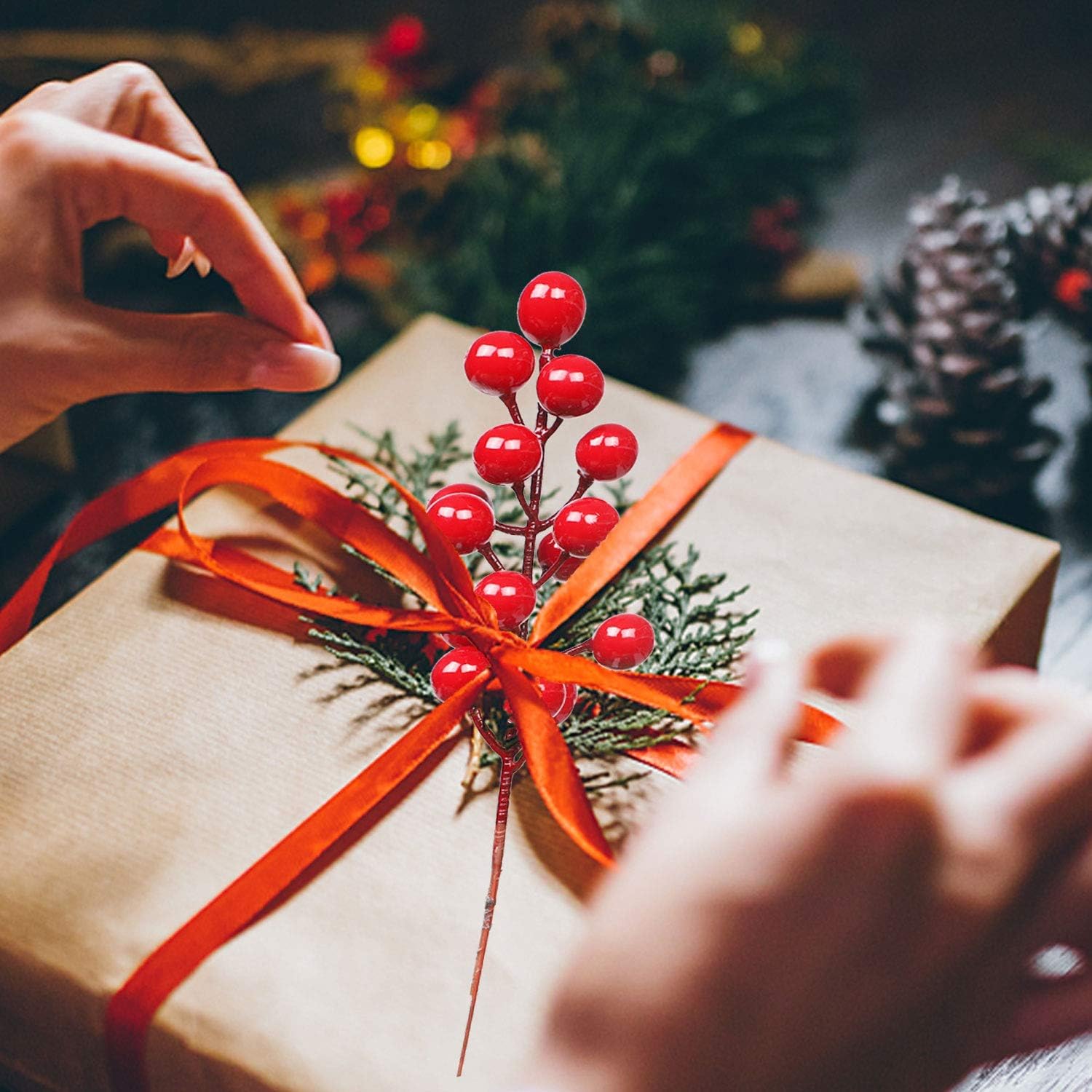 6FT Norfolk Pine Garland&Red Berries Set