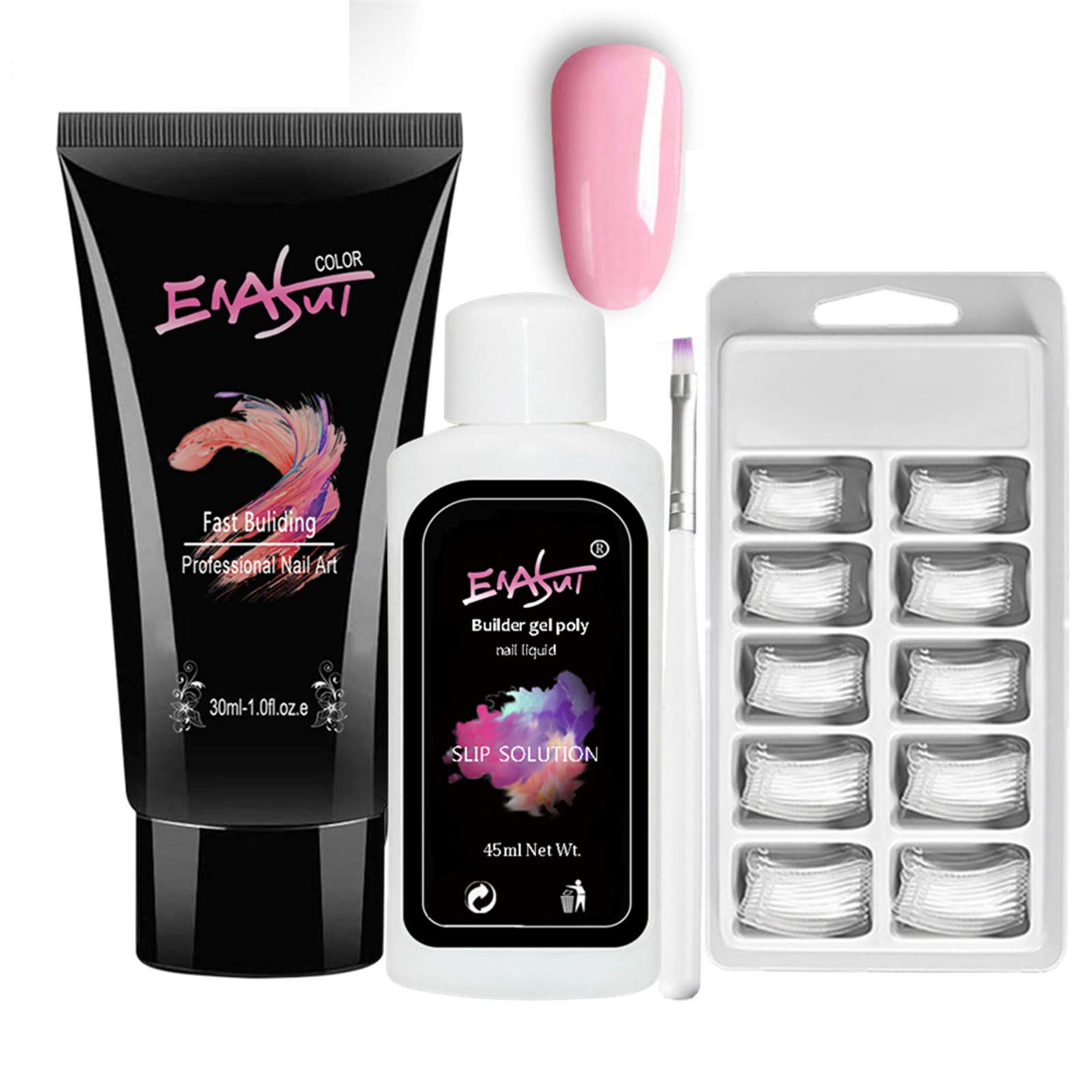 ENASUI Quick Extension Acrylic Nail Gel kit Poly UV Gel Kit 6 Colors Camouflage Builder Nail Gel Nail Technician All-in-One French Kit (Tender Pink)