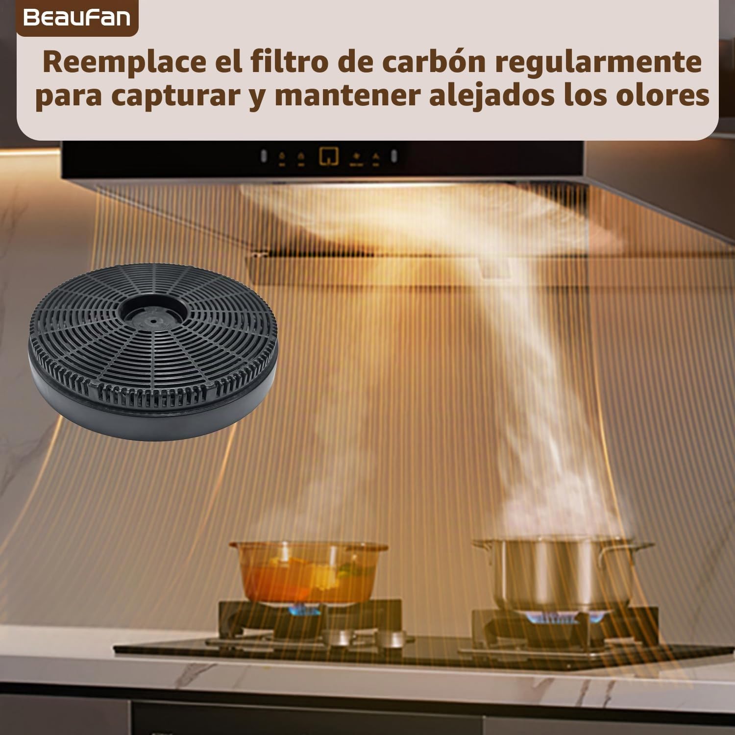 4 filtros de carbón activo CF03 compatibles con los modelos de campana extractora COMFEE: CHW 7.6M77A3, CHW 7.9M77A3, ANGJ64B-60, BIHT01SS-52, 60GLAV33A++, 90TSHM77A++, compatible con Respekta MIZ4000