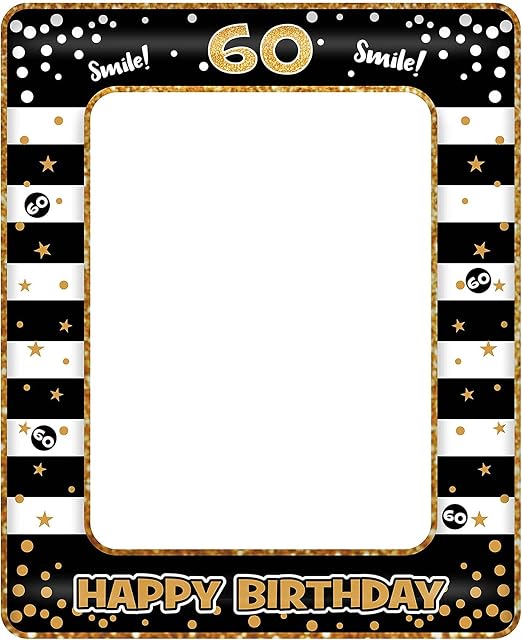 60th Birthday Photo Booth Props,Black Gold Inflatable Selfie Frame Picture Frame,Giant Inflatable Party Photo Booth Frame for 60th Birthday Party Decorations Supplies Men Women Favor Gift