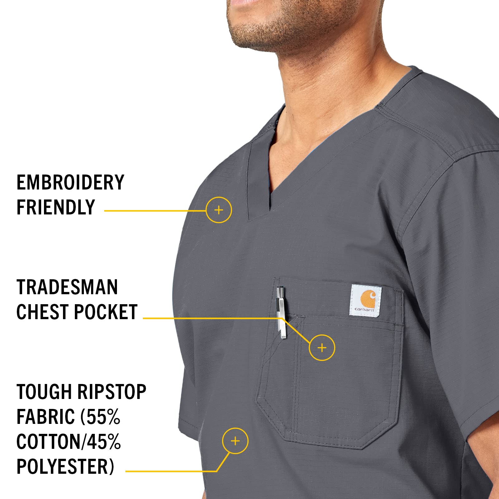 Carhartt Męska koszulka Ripstop Utility Scrub Top, Cyna, 3XL