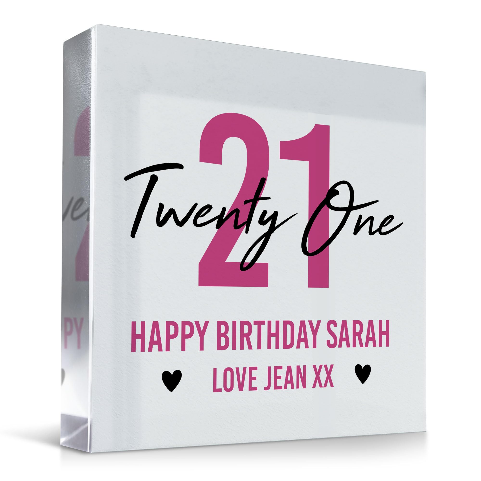 Red Ocean Personalised 16th 18th 21st 30th 40th 50th Birthday Gift Clear Block Girls Daughter Gift Mum Gift Nan Nanny Gift