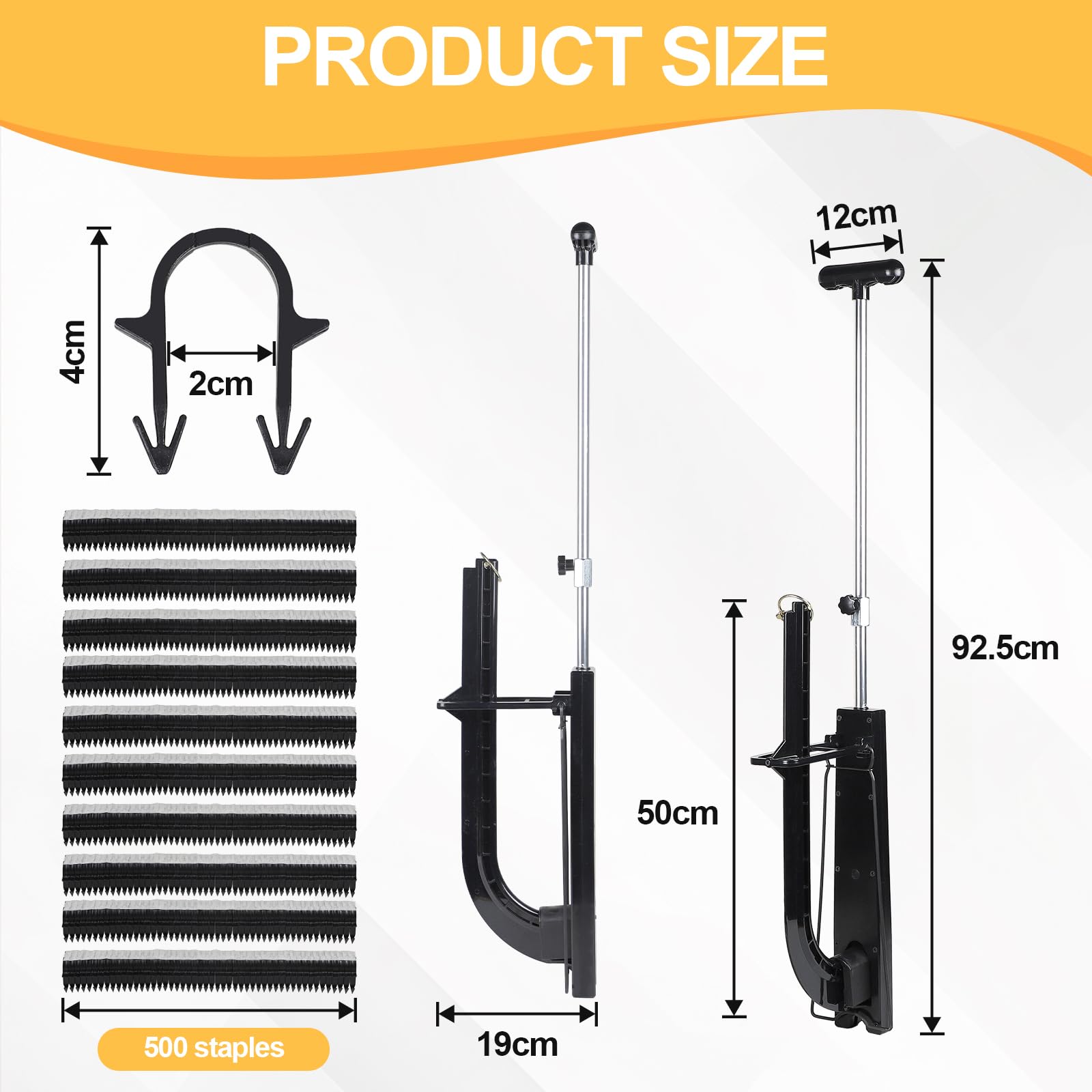 CPROSP Grapadora para Calefacción por Suelo Radiante 90cm, con 500 Unidades(40mm), Grapadora para Tubos de Suelo Radiante, para Tubos Ø 14-20mm - Compatible con Grapas de 40-50mm