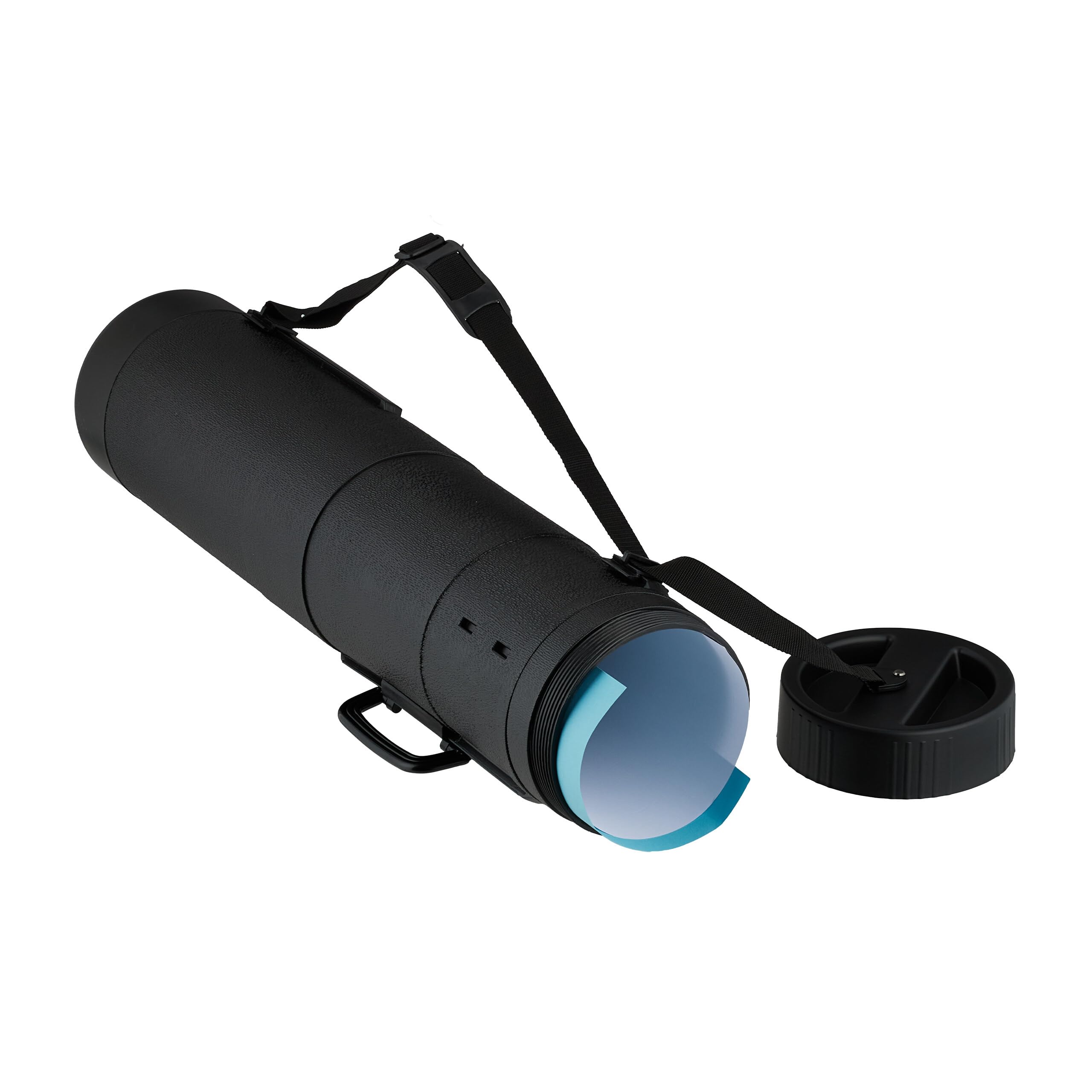 Relaxdays Rollo Extensible para Carteles de hasta DIN A0, 80-135 cm, Ø 18,5 cm, Negro, Transporte y exhibición