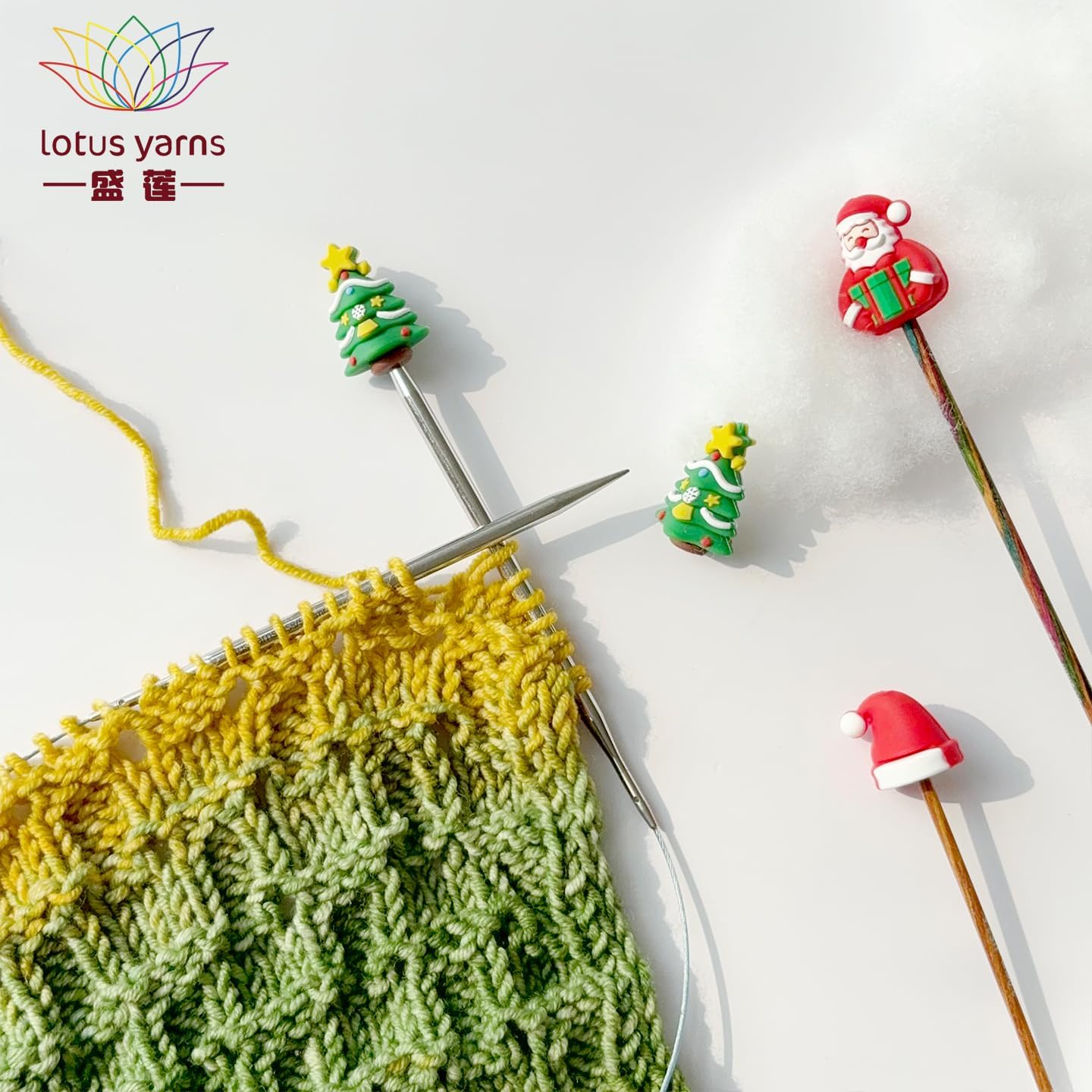 12 Pcs Christmas Needles Point Protectors, Knitting Needle Stoppers Accessories for All Needle Sizes by Lotus Yarns
