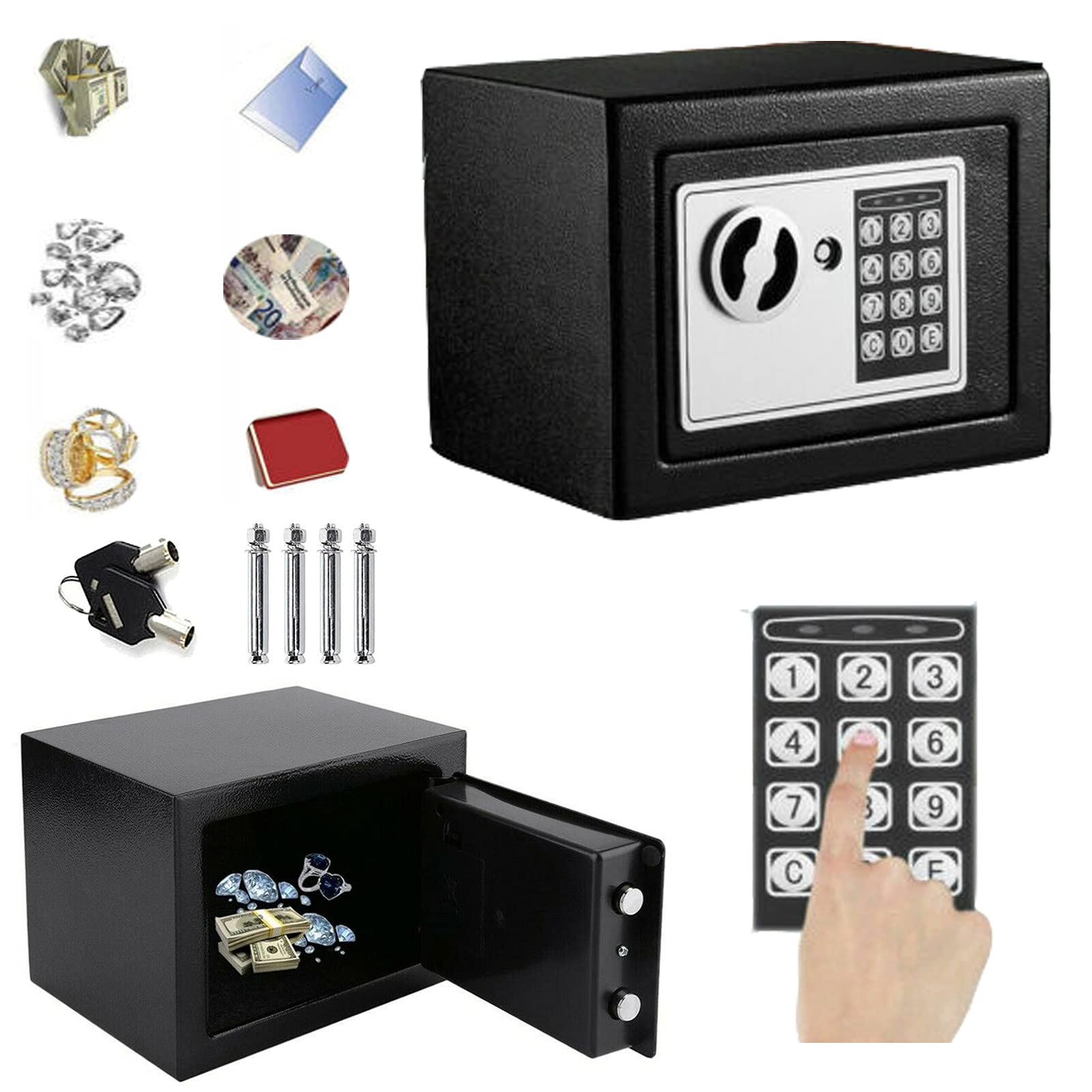 ZBZFGE Casseforti digitali per Hotel da 16 Litri Cabisafes in Acciaio (25X35X25Cm) Cassetta di Sicurezza/Bianco/4,6 L (17X23X17Cm)