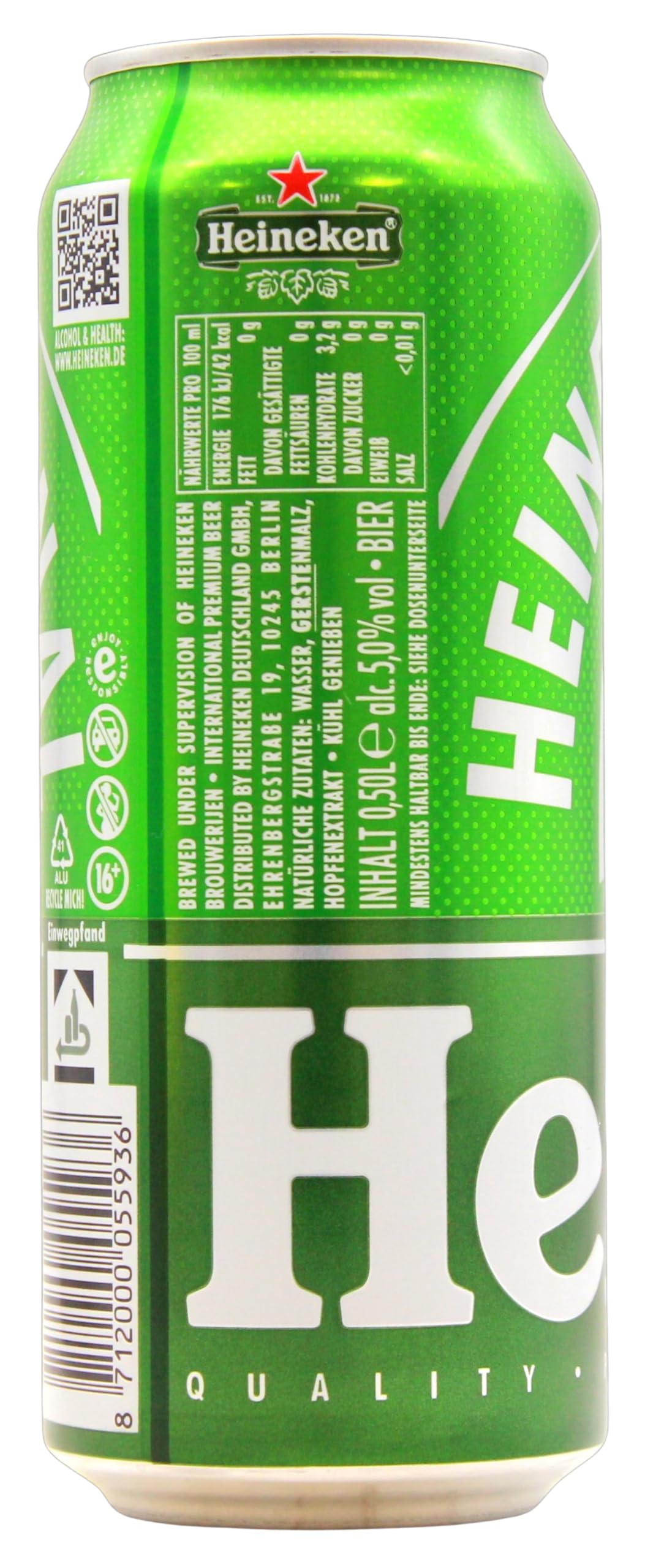 Heineken Pils Bier (24 x 0,5 l Dosen) - Dosenbier auf der Palette, 5% Alkoholgehalt, 100% natürliche Zutaten, erfrischend milder Geschmack