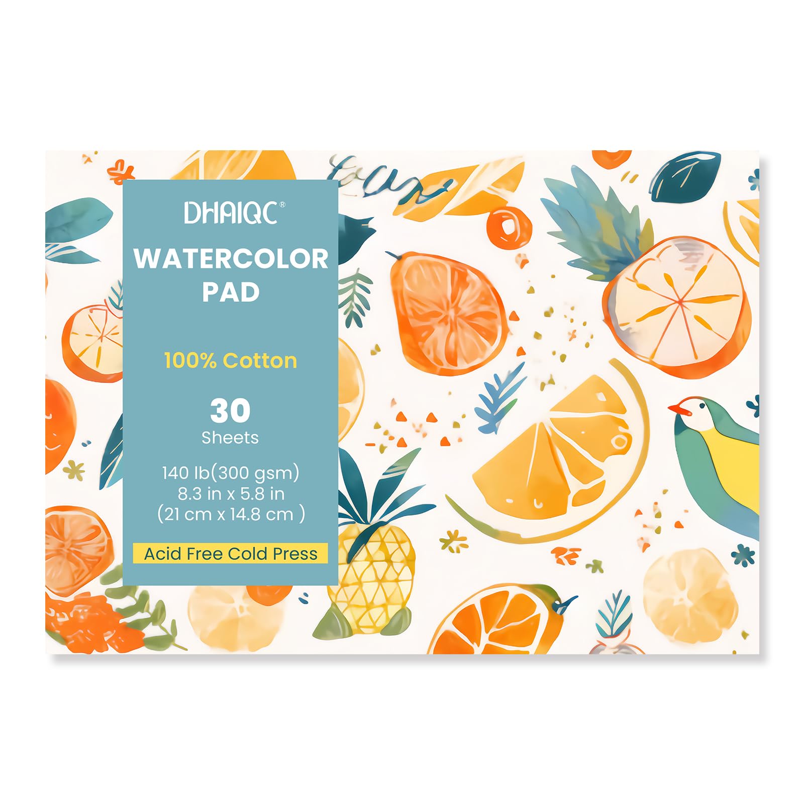 Watercolor Paper Pad, 30 Sheets, A5 (8.3 x 5.8"), 100% Cotton Paper, Glue Bound, 140LB/300GSM Cold Pressed Water Color Paper for Watercolor Drawing,