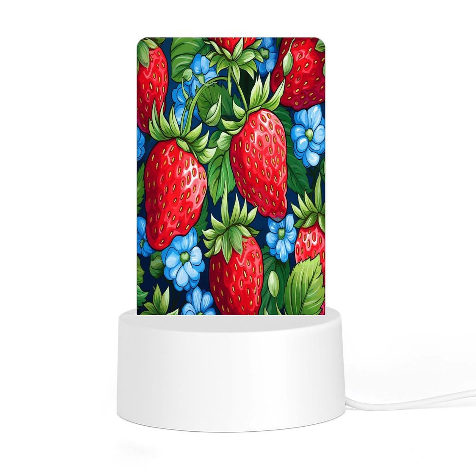 Adfgyerh Style Strawberry Pattern Night Light Acrylic Material Easy Installation, Home Decor Usb Interface Power Supply, Lamp For Restaurant Bar Cafe Room Decor