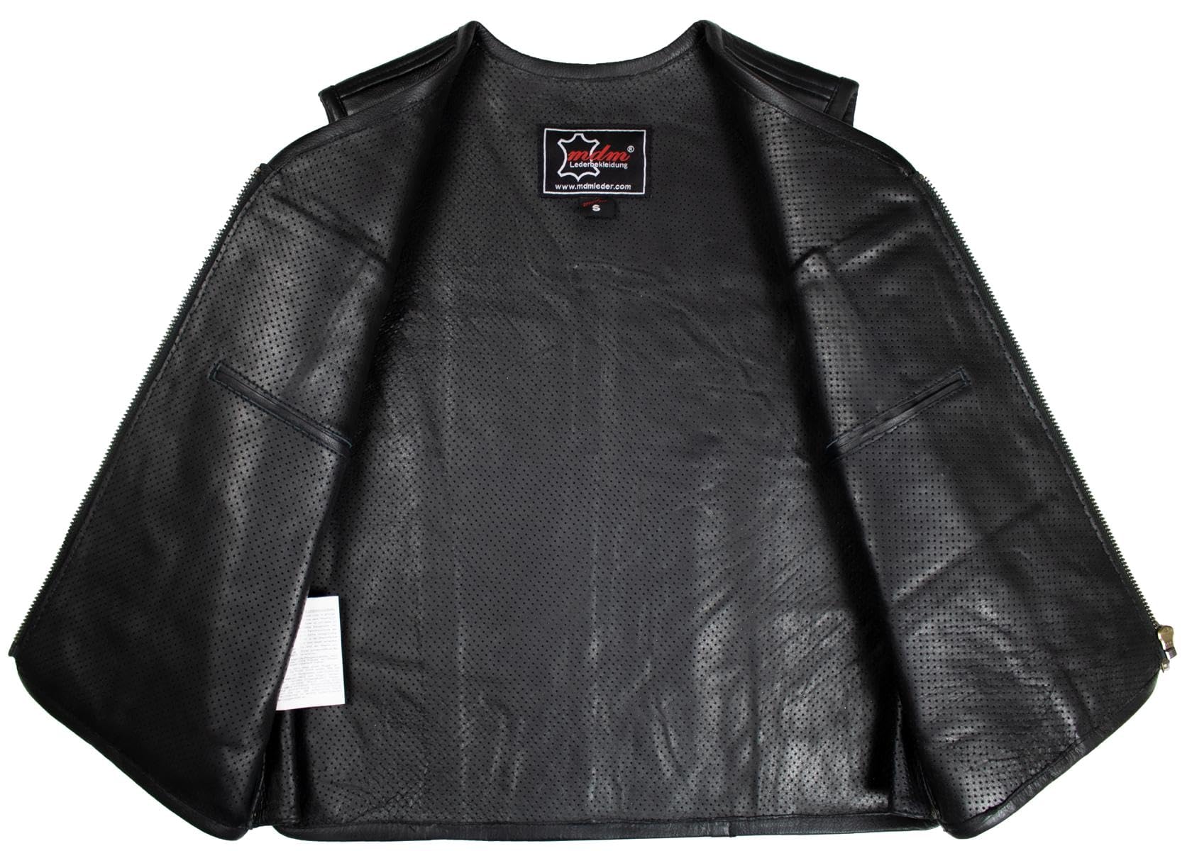 MDM Gilet da uomo in vera pelle, interno ed esterno in vera pelle Nero M