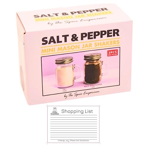 Mini Salt & Pepper Pre-Filled Glass Mason Jar Shakers by