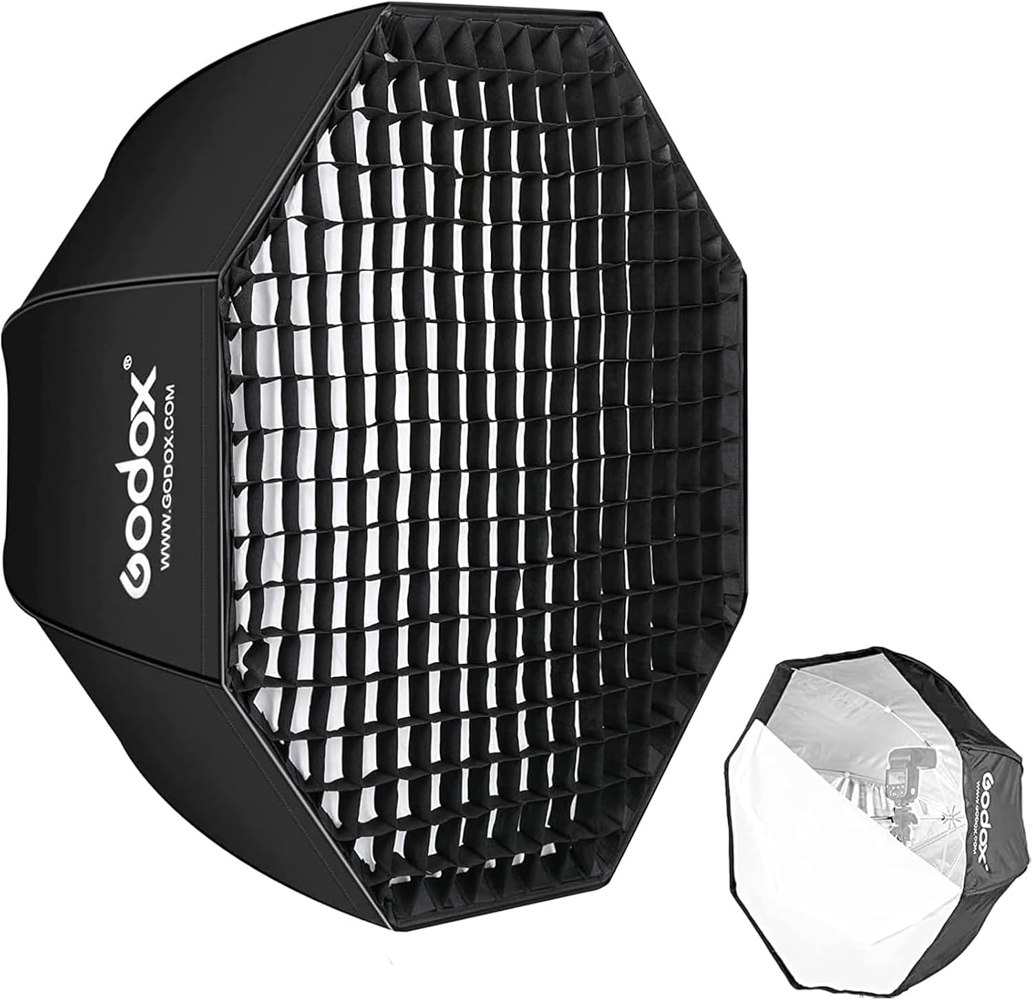 Godox 37" / 95cm Umbrella Octagon Softbox Reflector with Honeycomb Grid and Carrying Bag for Studio Flash Speedlight, Portrait and Product Photography 37.5" Octa UBW with Grid