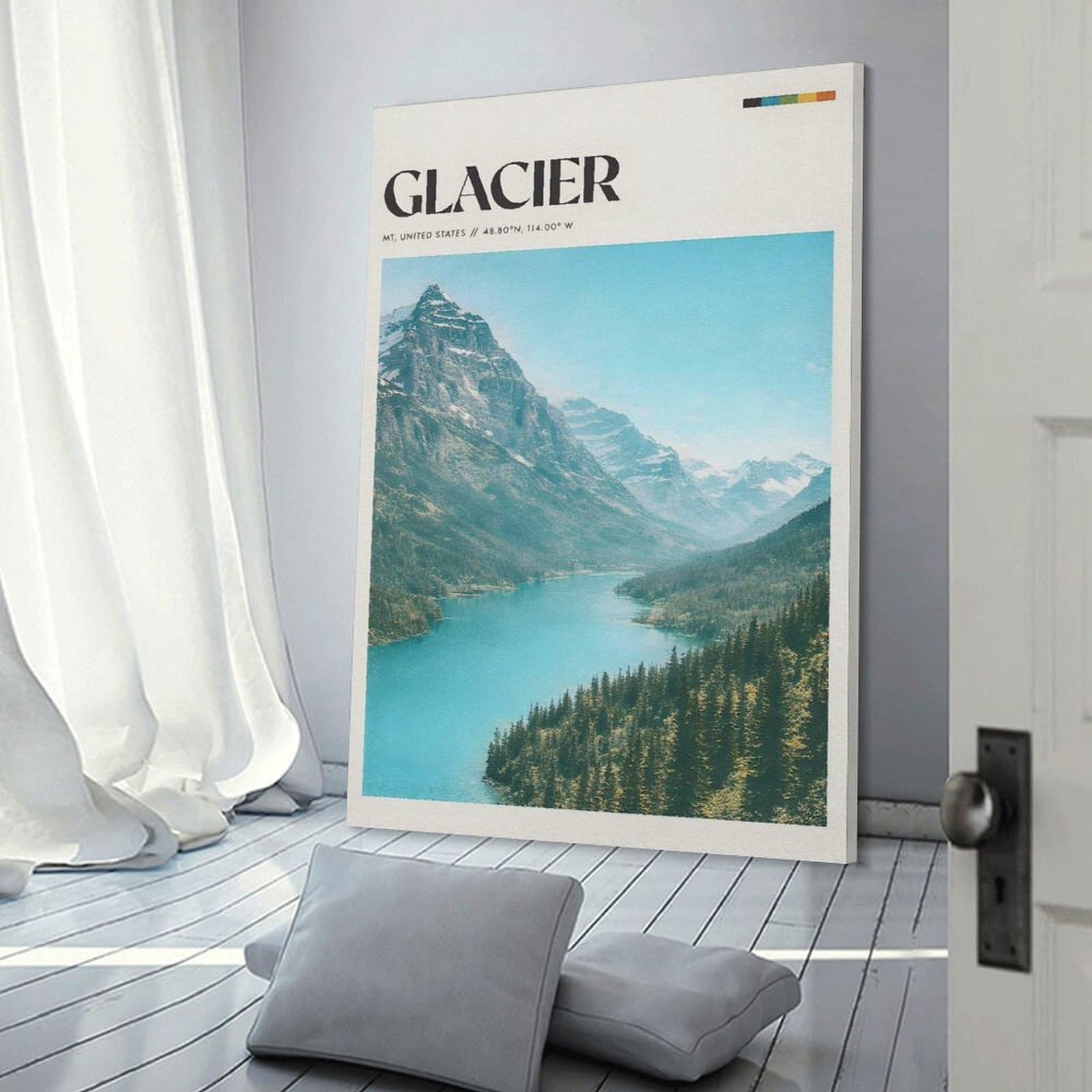 Junmoney Glacier National Park (2) Canvas Wall Art, 16x24inch(40x60cm), for Bedroom Decor, Cosy Corners Or Studios, Stylish Decor for A Restful Room Update