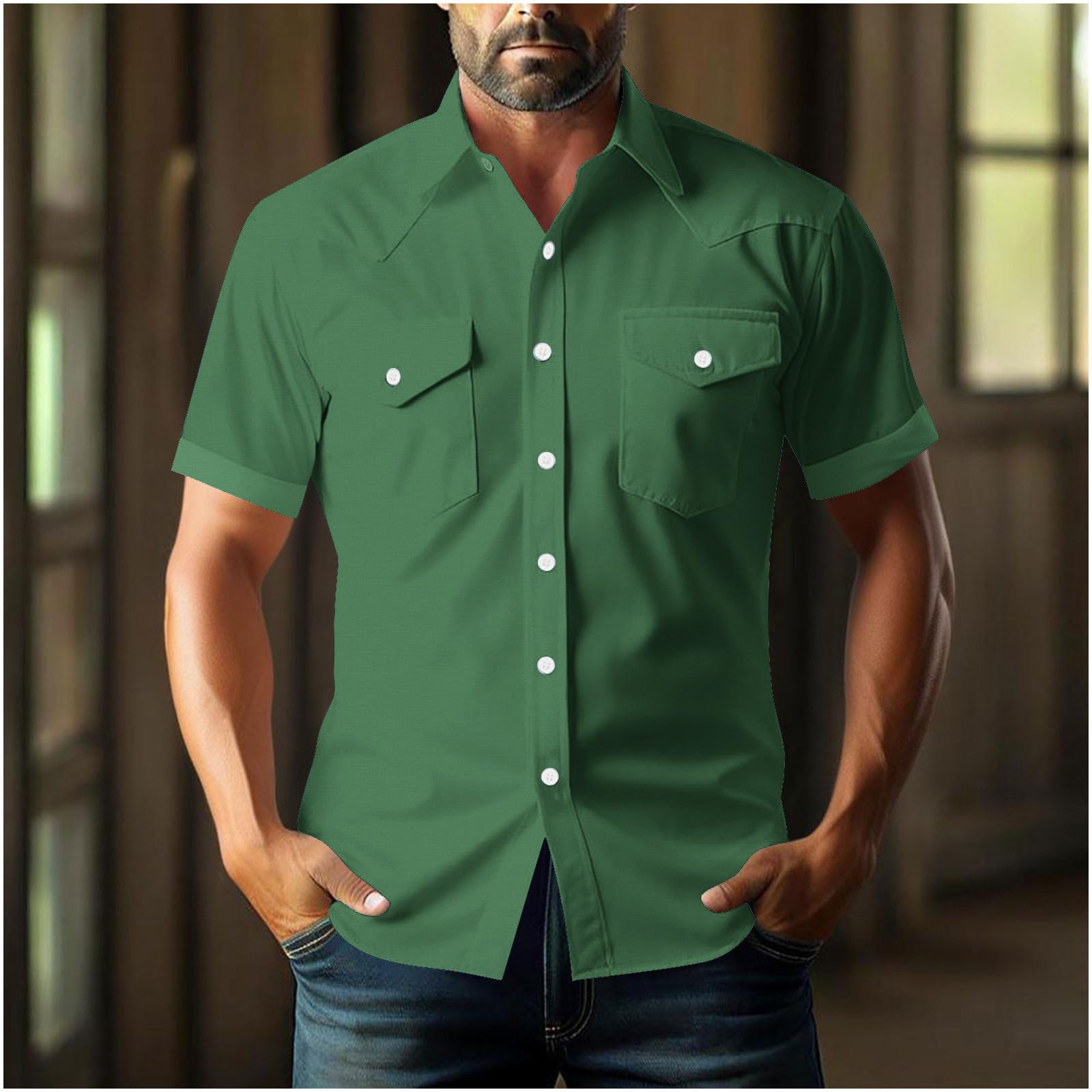 Herren Leinenhemd Umlegekragen Hemd Shirts Business Freizeithemd Sommer Lässig Kurzarm Tops Baumwolle Leinen Standhemd Regular Fit Einfarbig Sommerhemd Leicht Atmungsaktiv Oberteile