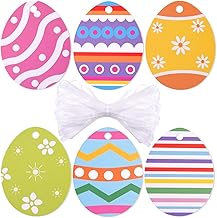 TUPARKA 60 Pcs Easter Egg Cards Colour Egg Gift Card Decorations with Hanging Rope Painting DIY Home Décor