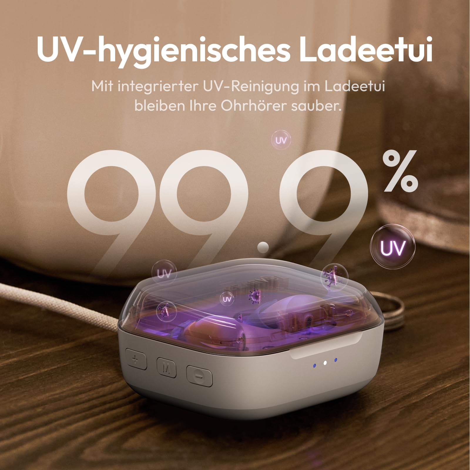 Nano Sound-Verstärker (Kein Bluetooth/App), Ein-Knopf-Steuerung mit Ladecase, 3 Klangmodi, für leichte bis mittlere Hörbedürfnisse, 54h Akku, Polarstern