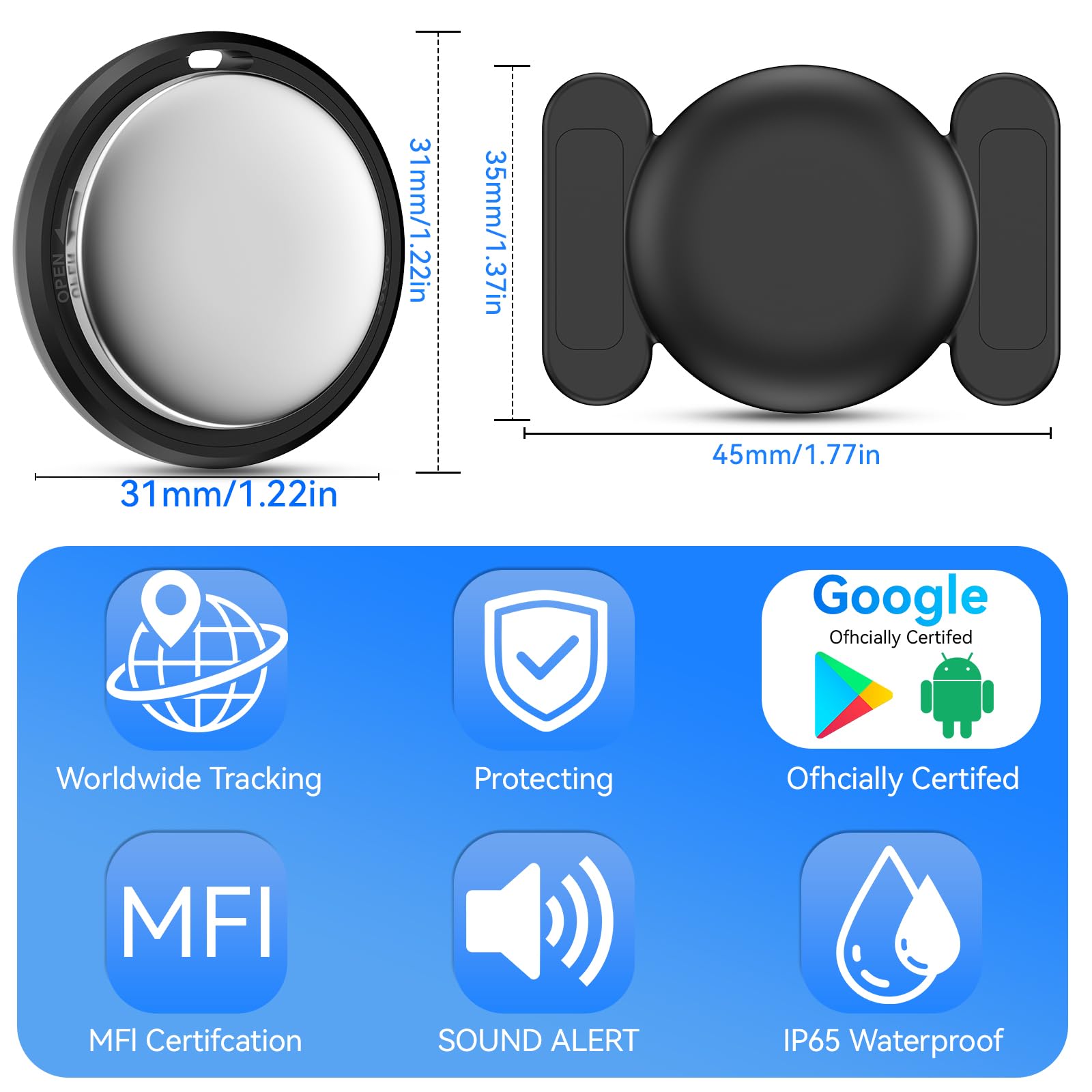 GPS Tracker Auto,2026 Magnetico Localizzatore gps per Auto Air Tracker Android e IOS, Nascosto SIM senza abbonamento, IP68 Impermeabile Bluetooth Smart Tag Per Veicoli,Chiave e Bagagli